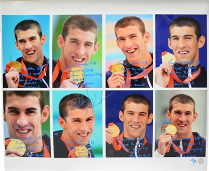 Olympian Michael Phelps Signed 20 x 24 Photo with 40 Inscriptions